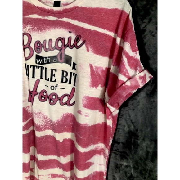 Bougie With A Little Bit Of Hood Women’s T-Shirt Tie Dye Bleached Extra Large - Picture 4 of 11